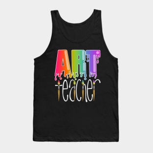 Art Teacher with Paintbrushes and Paint Drip Tank Top